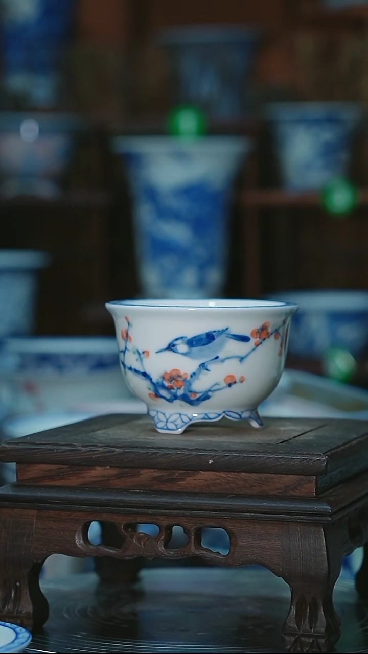 【闪购商品】摆件手绘陶瓷内口6.8高5.3深