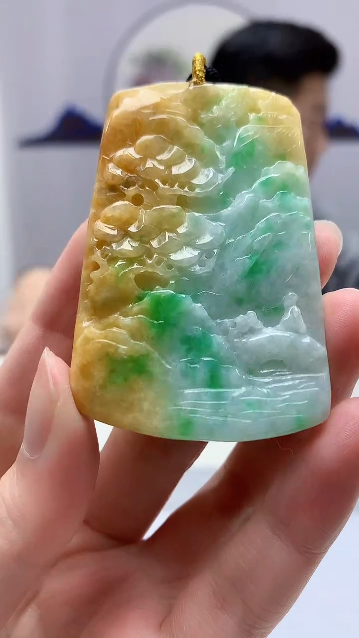 【闪购商品】定制翡翠未镶嵌4917zm-毛货挂件山水60