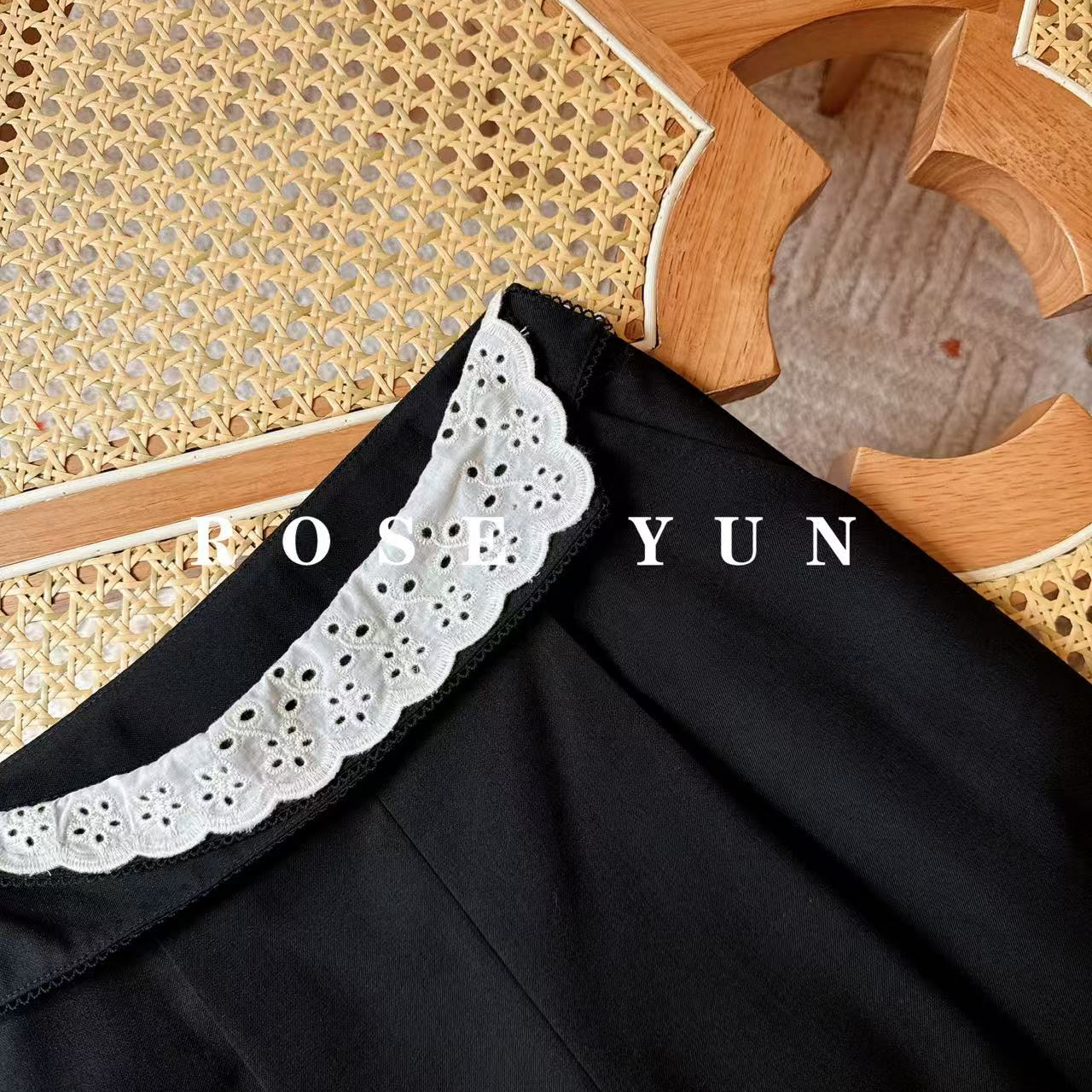 【Rose Yun】高智雅痞 不规则蕾丝撞色翻腰西装裤252220