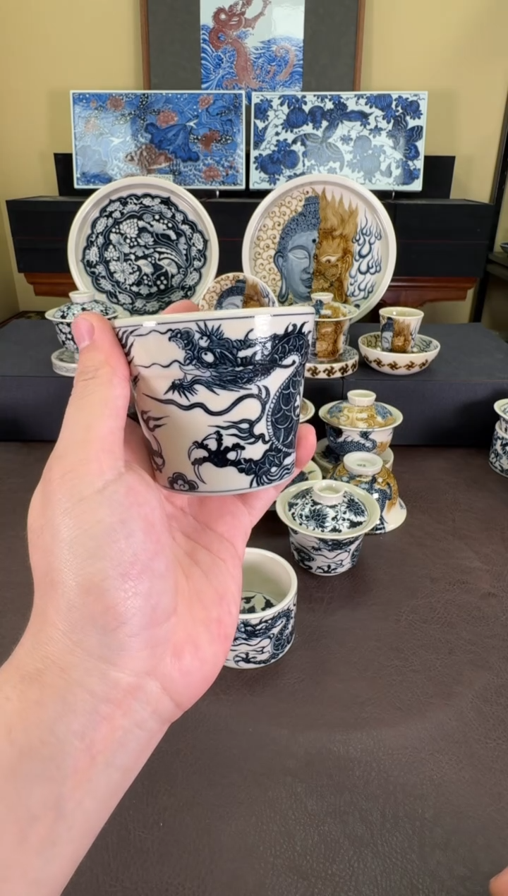 【闪购商品】二号釉1351龙纹冰桶杯