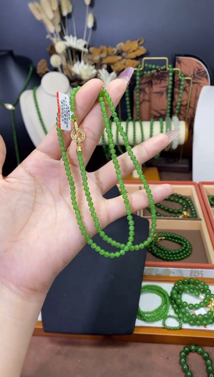 【闪购商品】和田玉（碧玉）颈饰未镶嵌4mm毛衣链