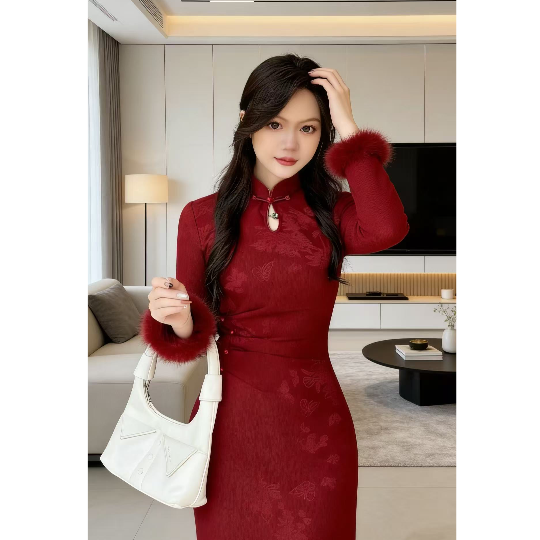 【沁园春】自制秋冬新款红色新中式加绒加厚旗袍日常结婚领证敬酒服