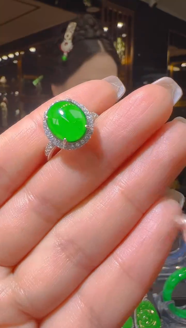 【闪购商品】翡翠戒指银S925镶嵌052（多样性发货）