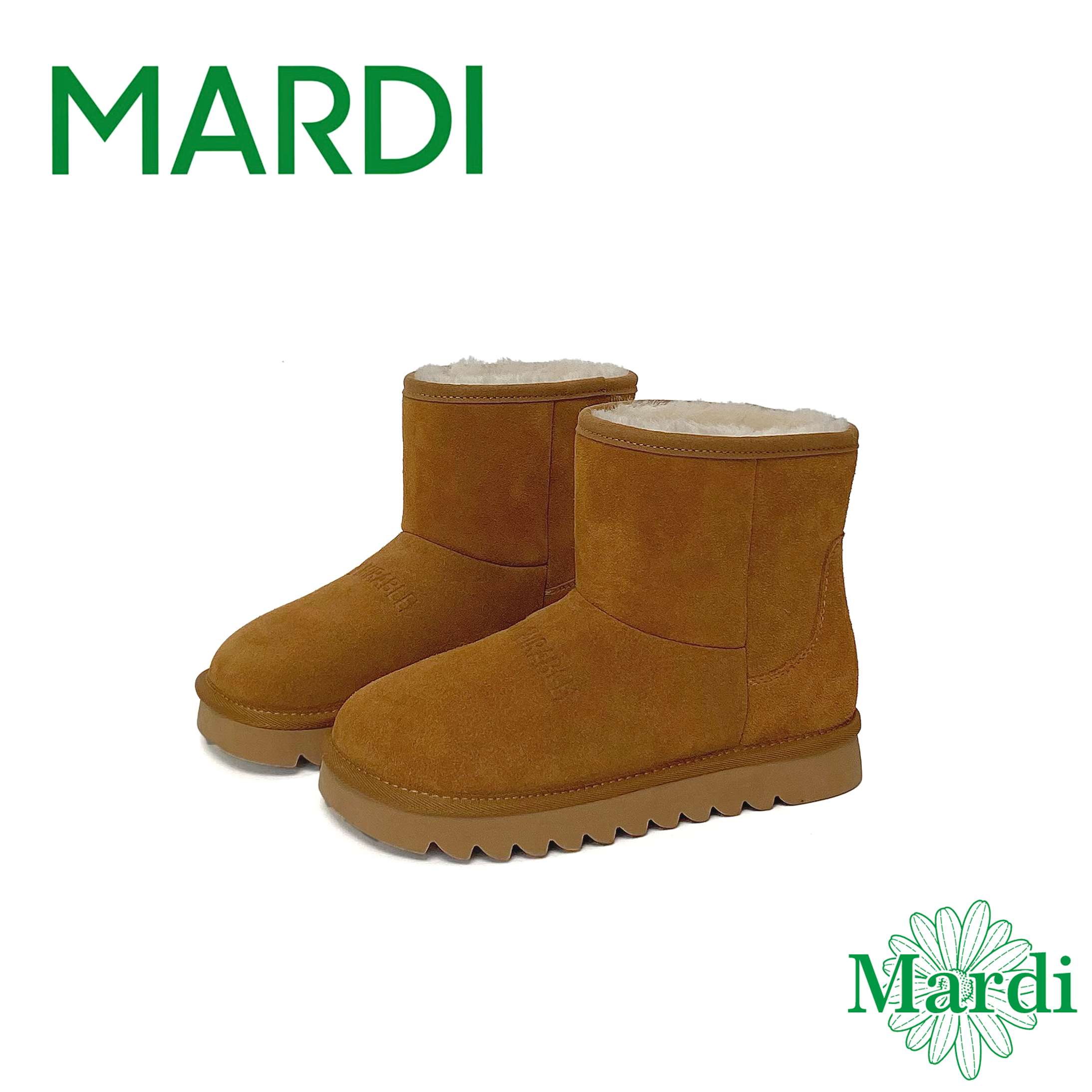 MARDI/玛尔帝厚底短靴女靴2025冬季雪地靴牛反绒毛保暖加绒棉鞋女