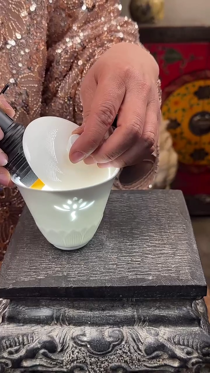 【闪购商品】摆件玲珑瓷陶瓷青白盖碗