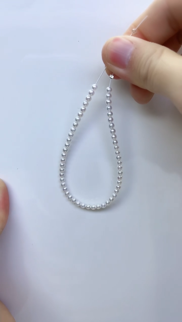 淡水珍珠手链银S925镶嵌白色正圆3mm