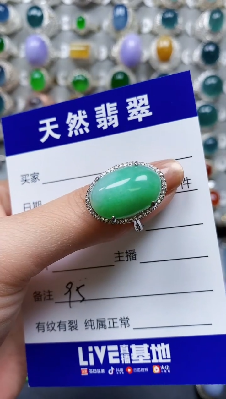 【闪购商品】翡翠戒指银S925镶嵌0095