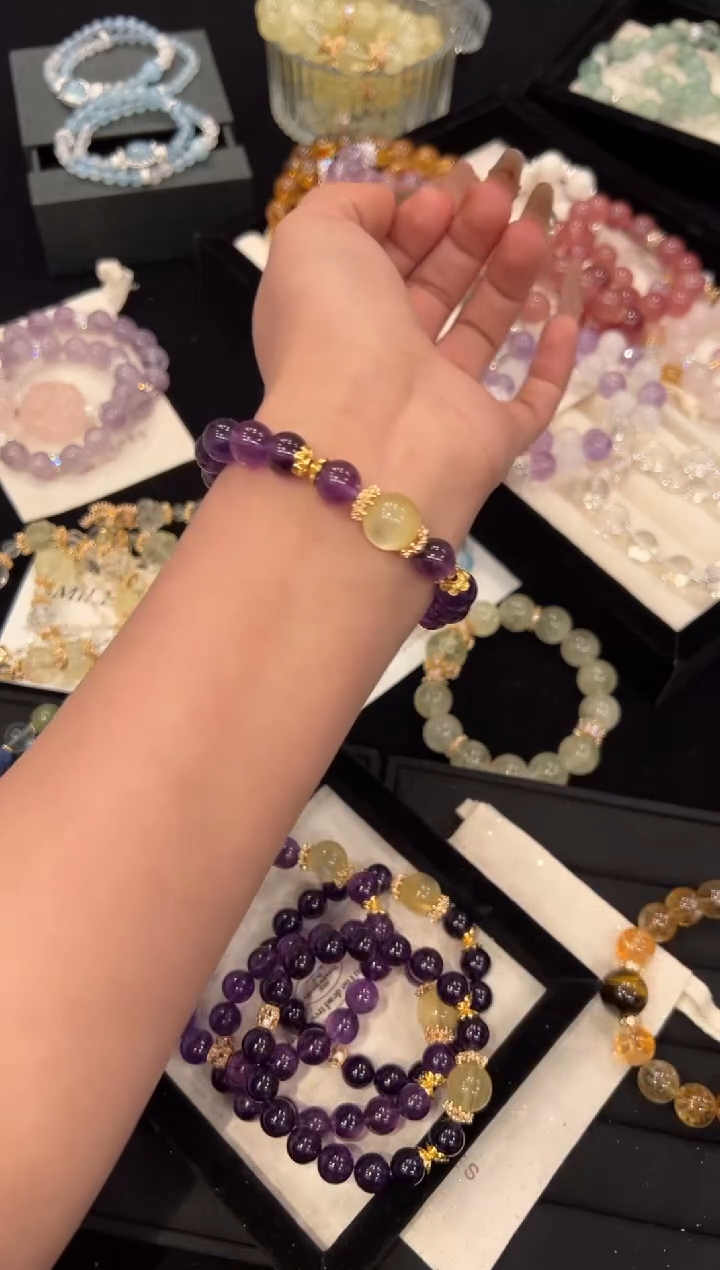 【闪购商品】水晶手链合金紫水晶手链x1359