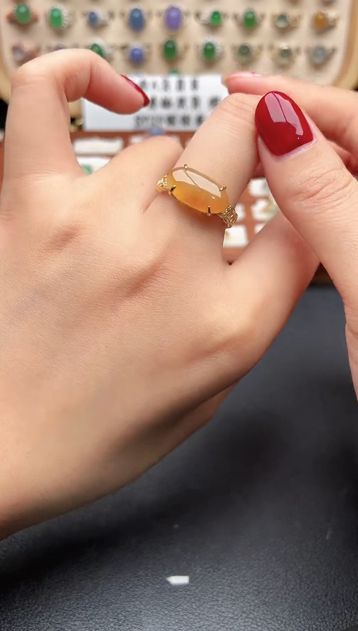 银S925镶嵌戒指翡翠一物一证一礼盒