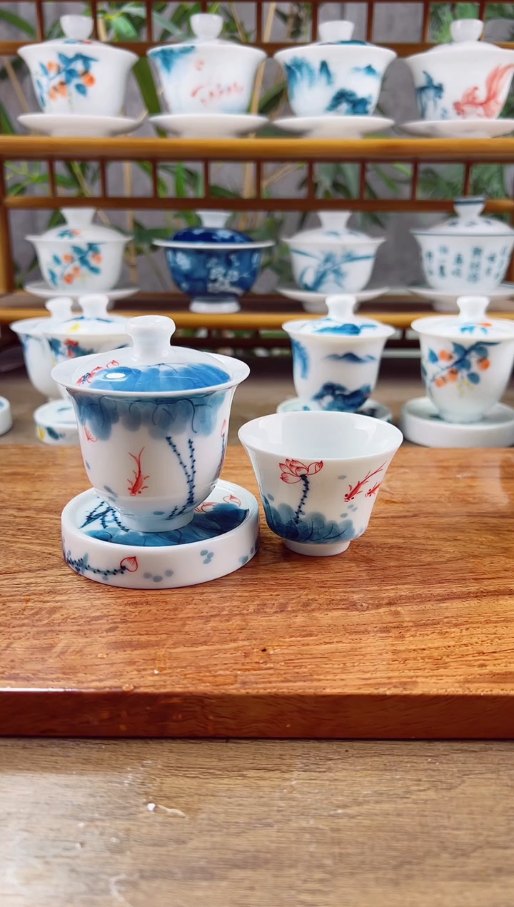 【闪购商品】微瑕线条莲美人备+小盖置+玲珑杯
