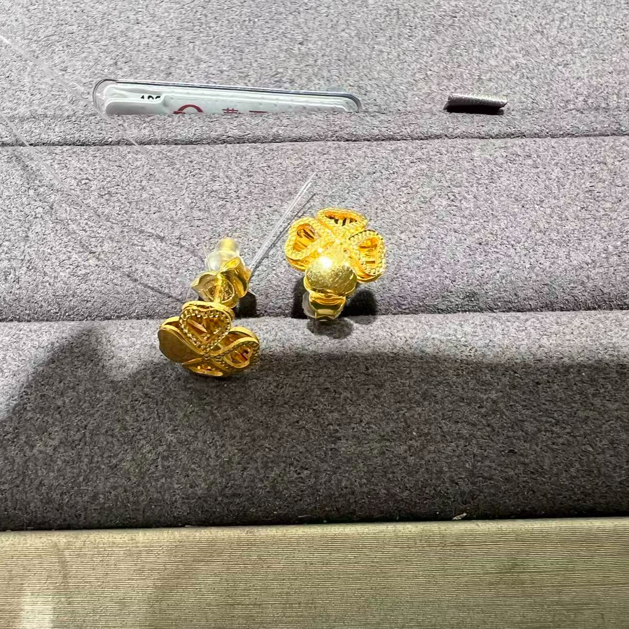 CBAI/菜百WLHL足金耳钉 女款时尚四叶草