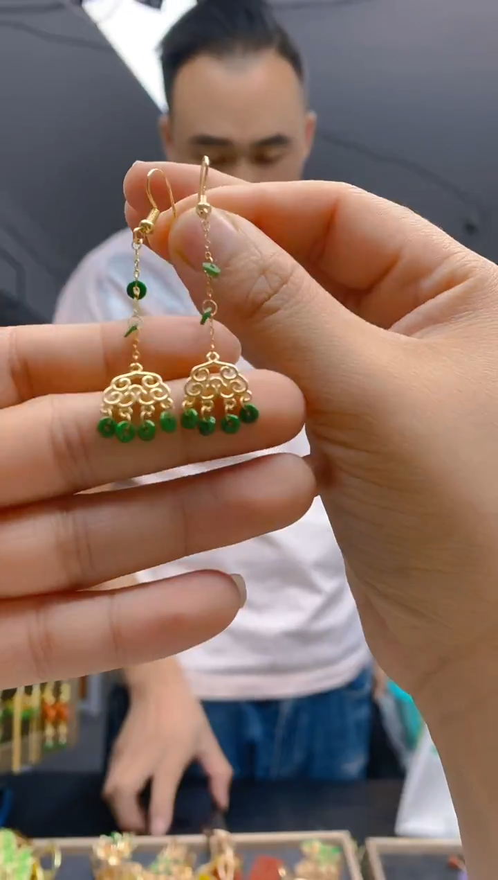 【闪购商品】翡翠耳饰合金222翡翠耳钩