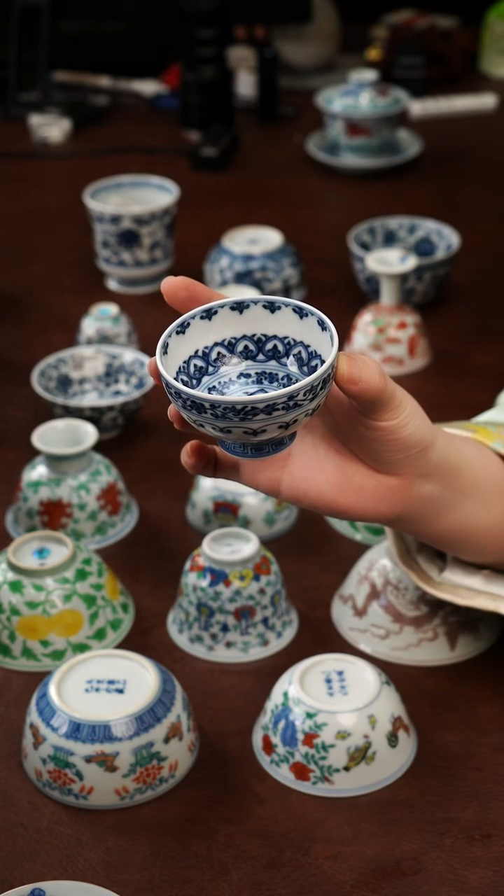 摆件陶景德镇瓷器，青花瓷手绘茶具~