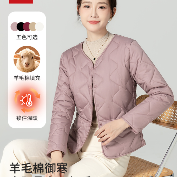 棉服内胆羊毛棉袄加绒加厚棉衣女冬季内搭大码长袖保暖棉外套
