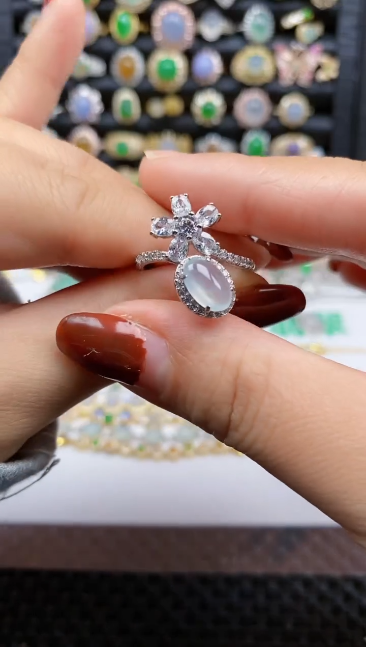 银S925镶嵌戒指翡翠62