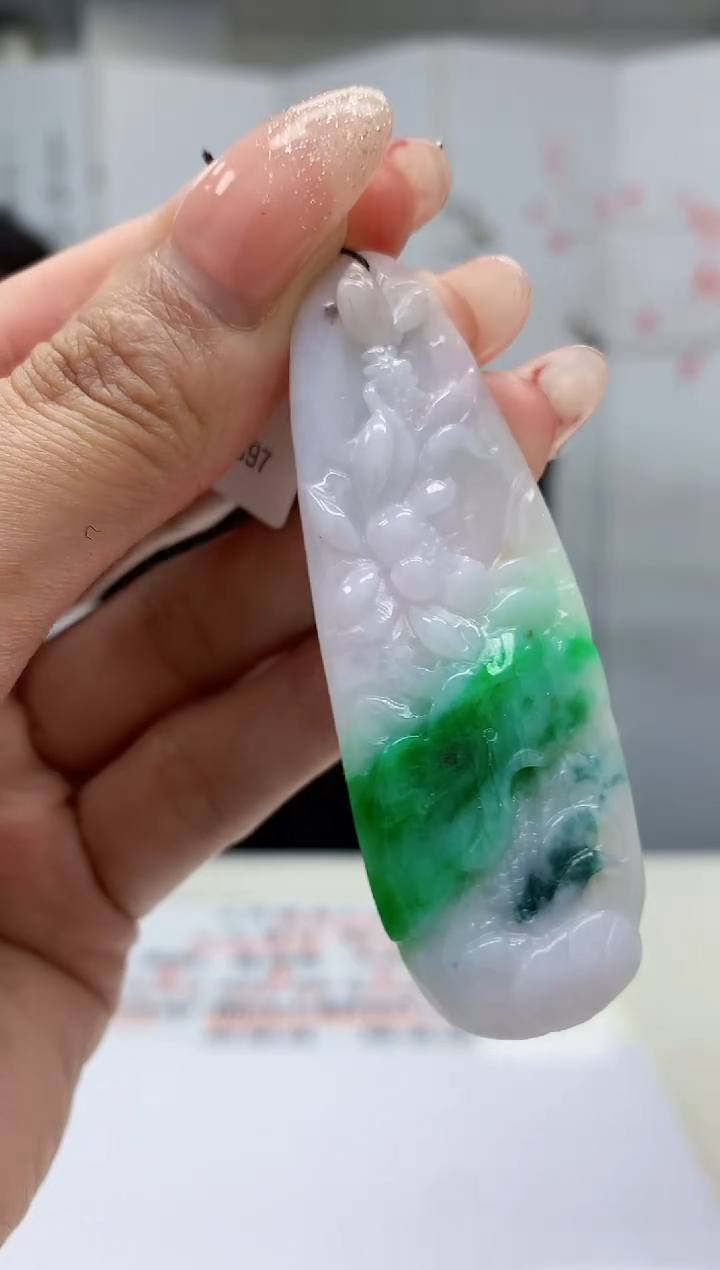 【闪购商品】定制翡翠未镶嵌5155MM-毛货挂件62