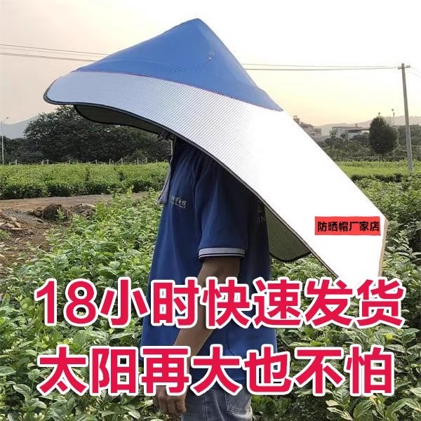 遮阳披风农活尖顶帽户外防晒叠穿斗笠隔热防雨采茉    希美优选2