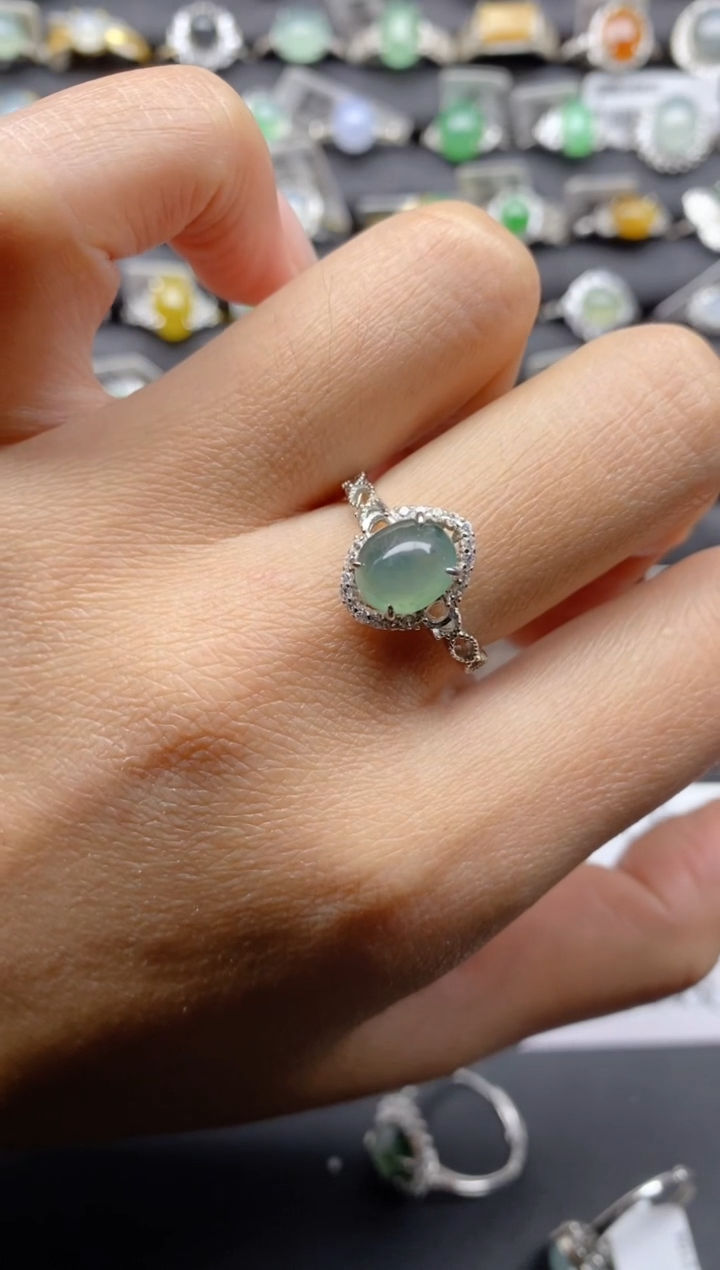 【闪购商品】翡翠戒指银S925镶嵌S925银镶嵌翡翠戒指