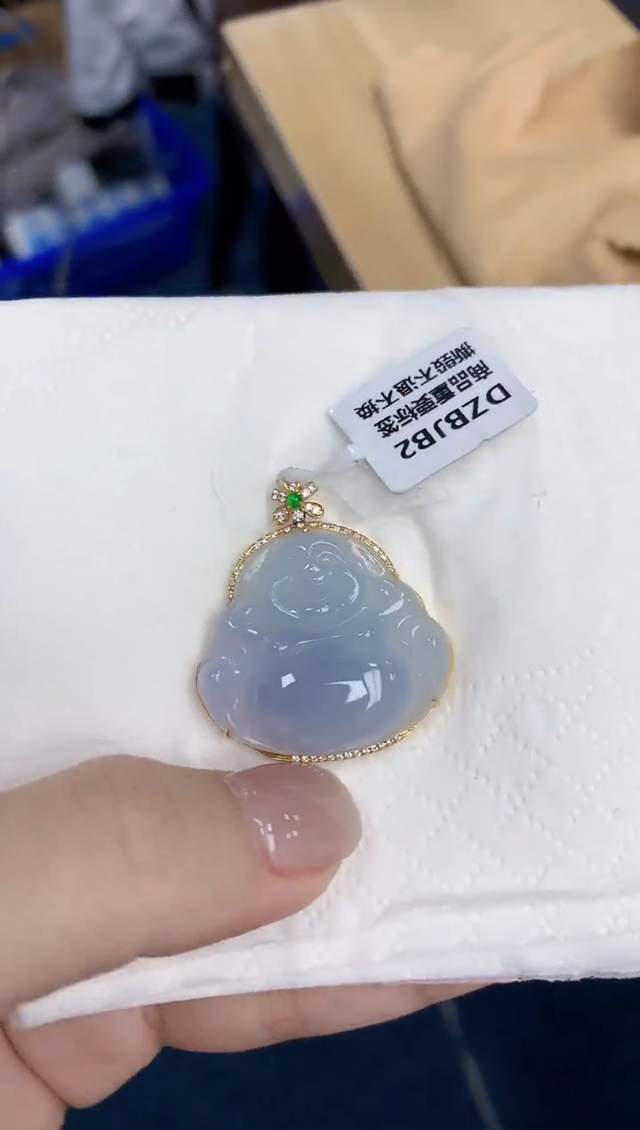 【闪购商品】翡翠颈饰18K金镶嵌天然缅甸翡翠A货