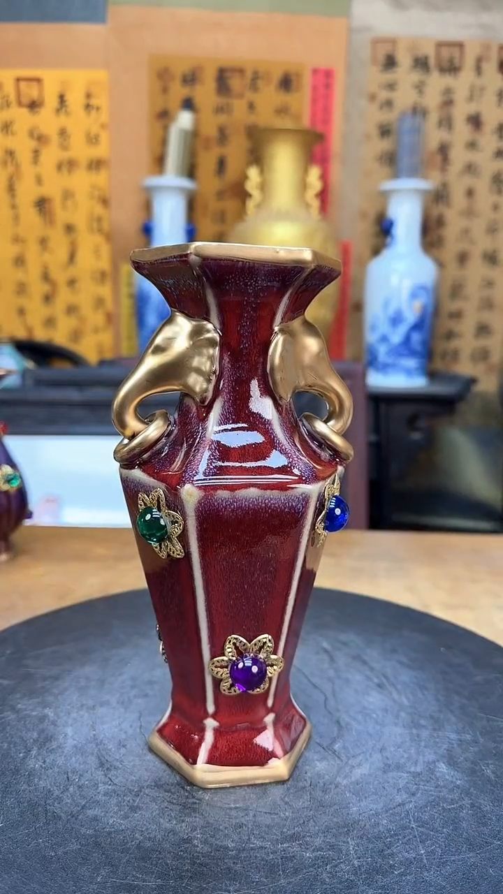 【闪购商品】瓶景德镇陶瓷客厅 摆件六方瓶