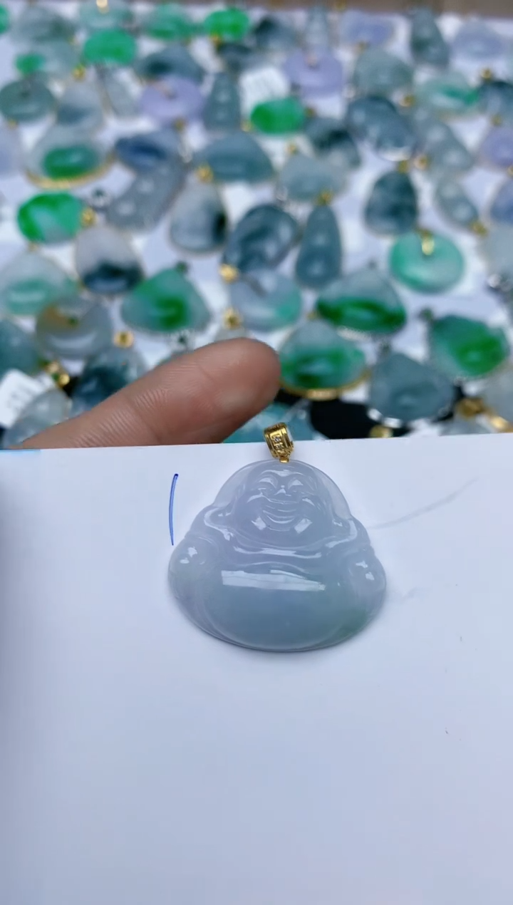 【闪购商品】翡翠颈饰18K金镶嵌天然翡翠A货    