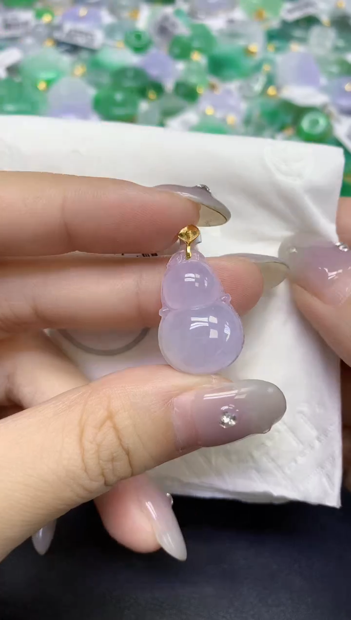 颈饰18K金镶嵌翡翠天然缅甸翡翠A货百元以上9元证书费自理