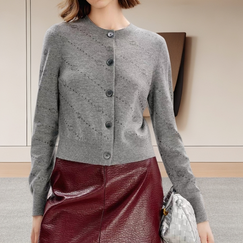 【 988针织衫】薇乐小香风气质短款时尚百搭羊绒圆领秋冬