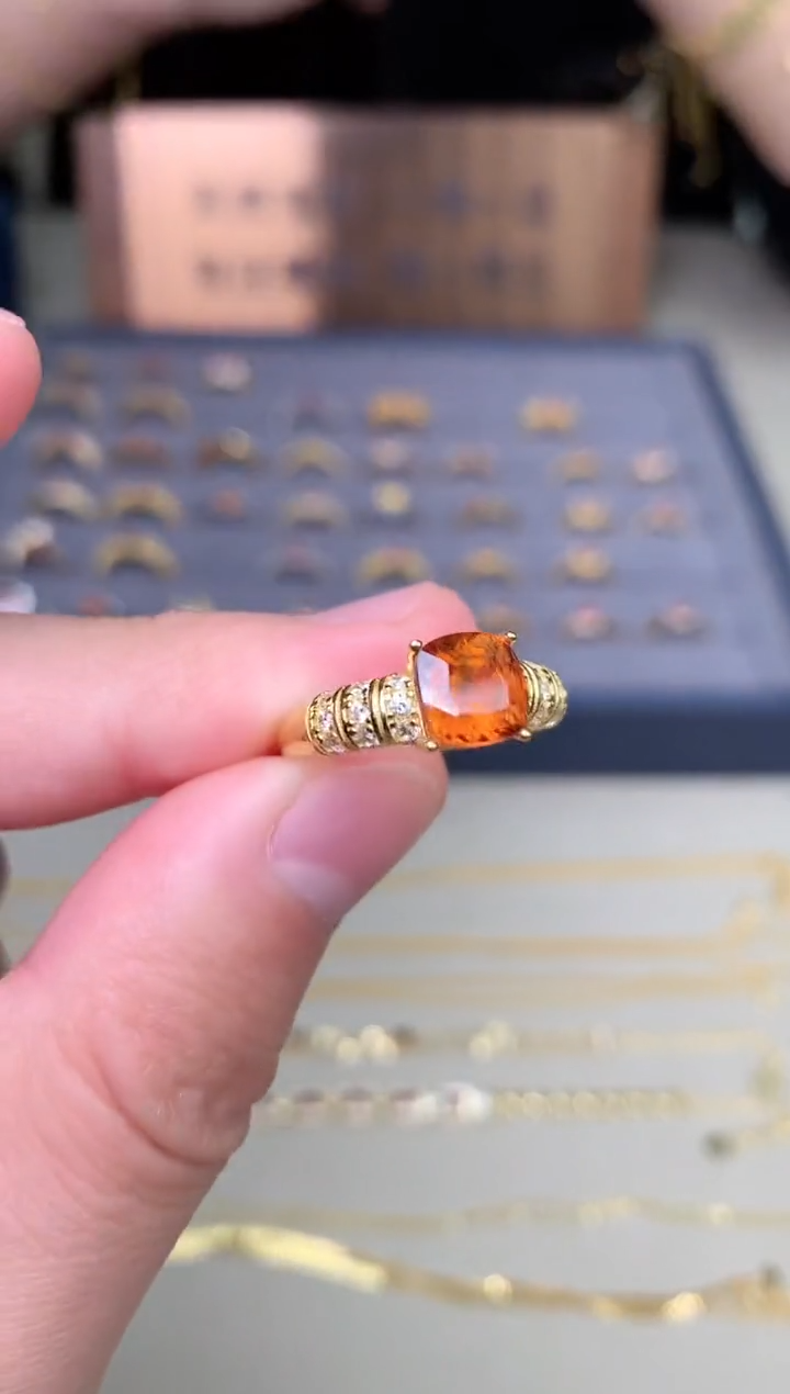 【闪购商品】石榴石戒指银S925镶嵌戒指