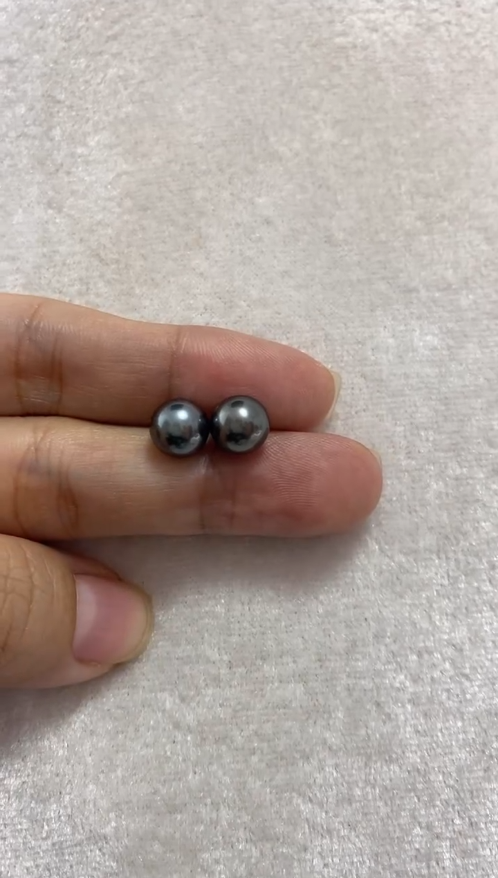 【闪购商品】海水珍珠耳饰银S925镶嵌大溪地8-9mm