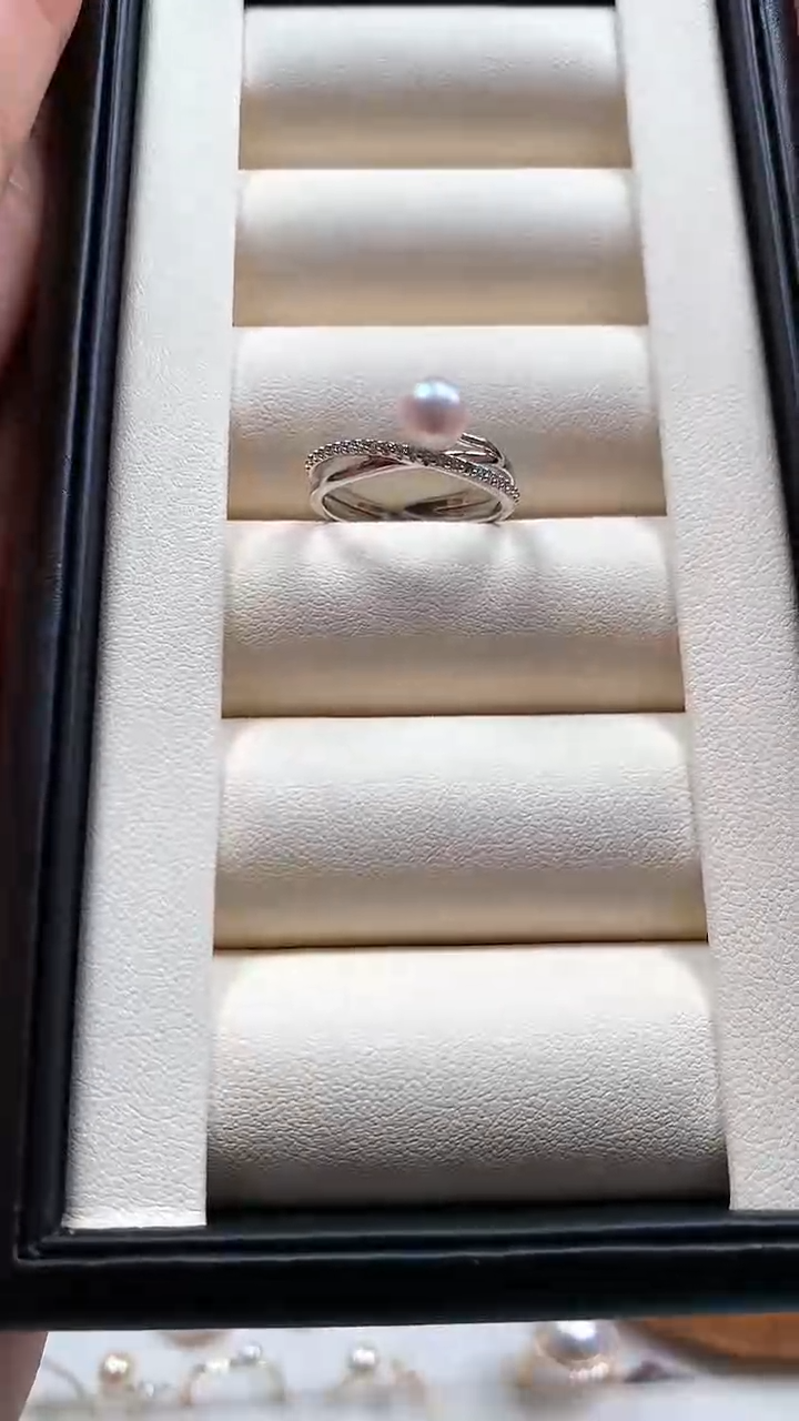 【闪购商品】海水珍珠戒指银S925镶嵌海水珍珠交叉宽版