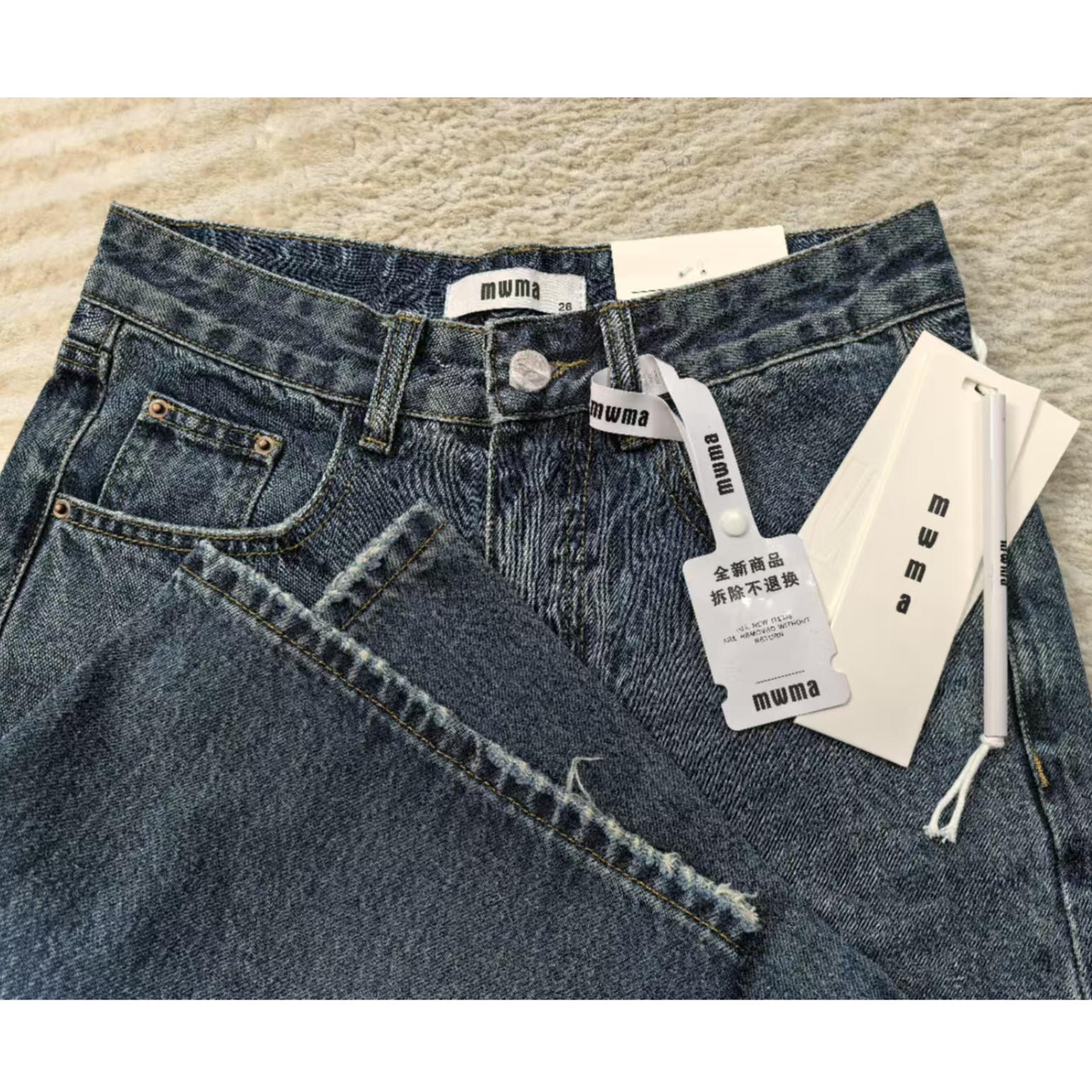 SU【236】92 愫蕊 MWMA超断货王蓝色无弹窄版直筒阔腿牛仔裤~