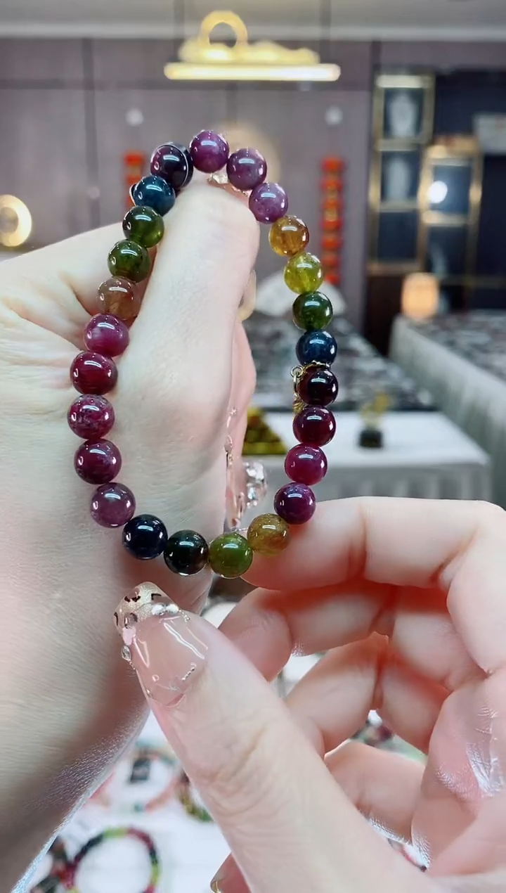 【闪购商品】碧玺单圈手串7mm+未镶嵌一物一证dan多样性发货一条