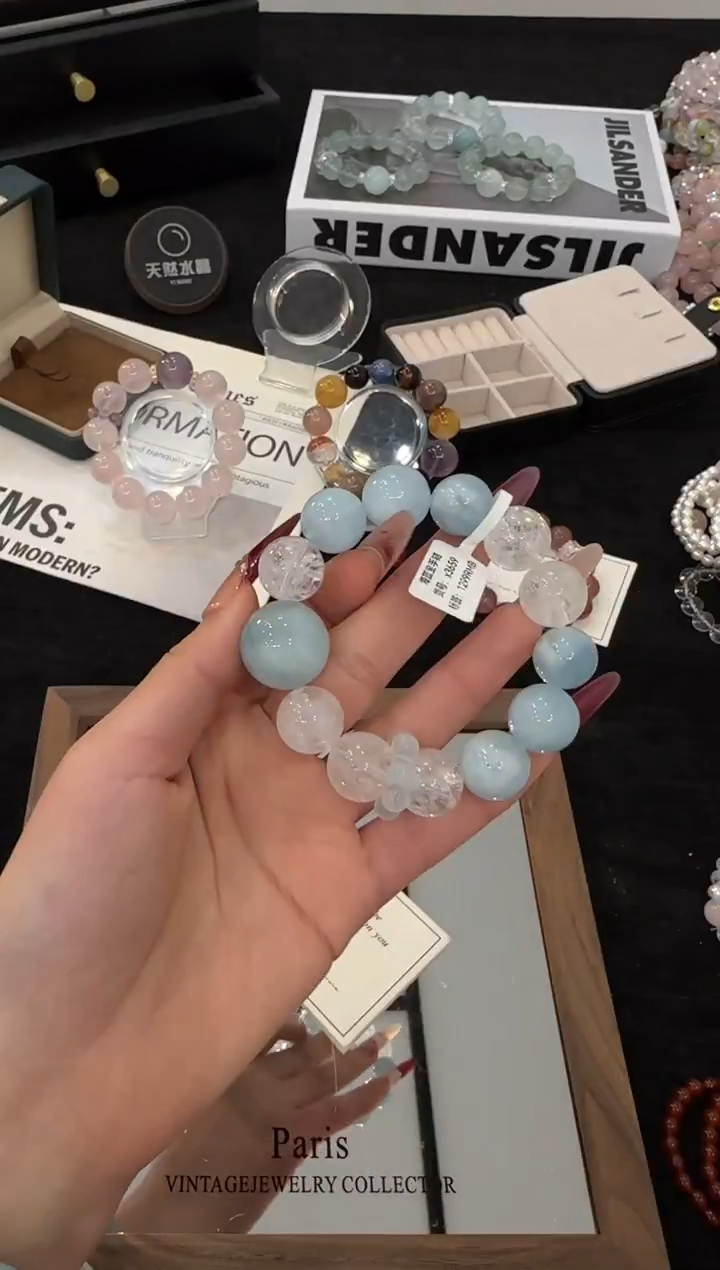 未镶嵌手链水晶海蓝宝多宝x3659