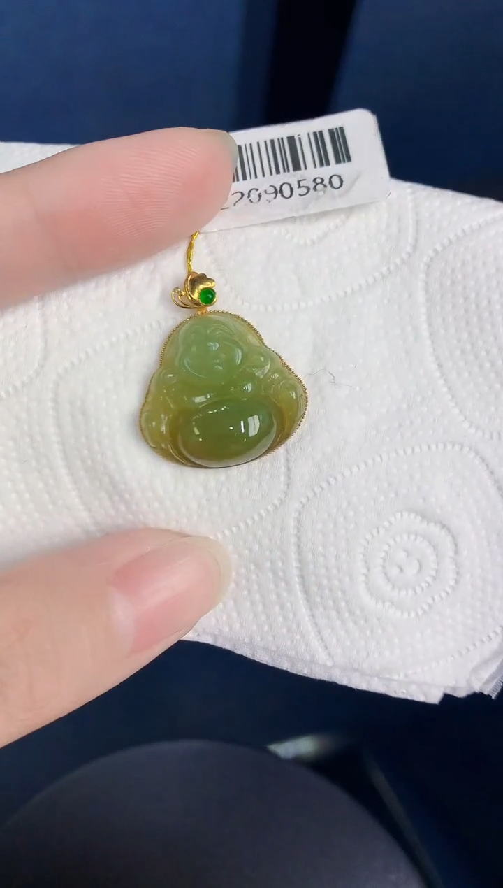 颈饰18K金镶嵌翡翠天然翡翠缅甸A货