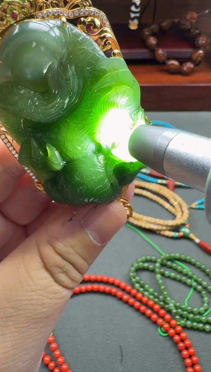 【闪购商品】和田玉（碧玉）手串手串18K金镶嵌手串手串