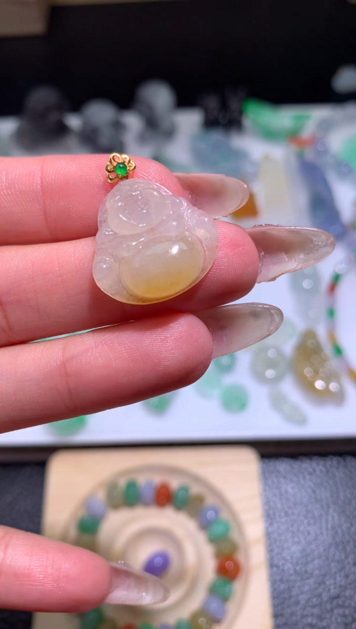 【闪购商品】翡翠颈饰18K金镶嵌佛公