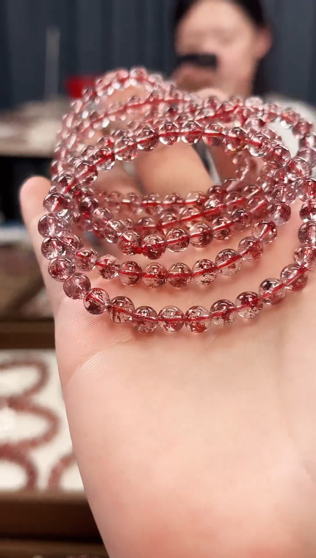 未镶嵌手串水晶金草莓超七单圈手串5mm【多样性发一】