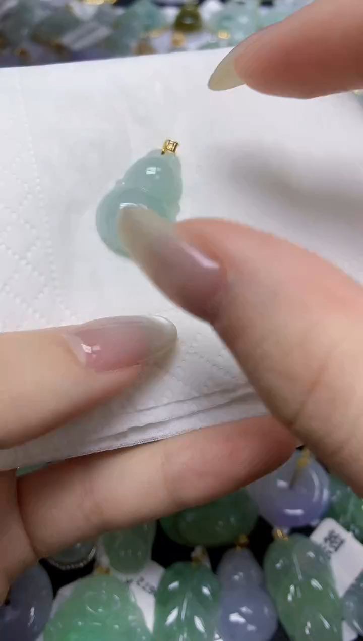 【闪购商品】翡翠18K金镶嵌颈饰天然缅甸翡翠A货
