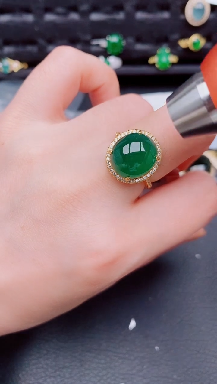 【闪购商品】翡翠戒指银S925镶嵌天然a货翡翠898