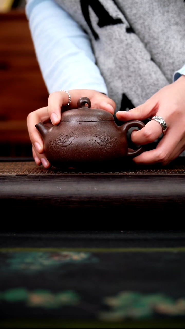 茶壶紫砂用****6贵妃紫泥 鱼