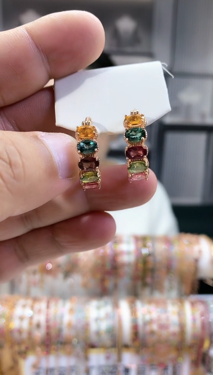 银S925镶嵌耳扣碧玺1651161161