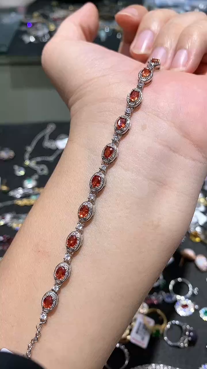 【闪购商品】蓝宝石手链银S925镶嵌手链