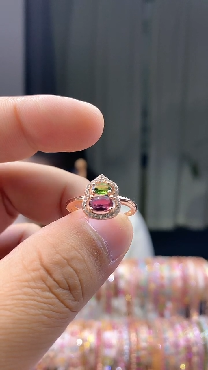 【闪购商品】碧玺戒指银S925镶嵌343453453543