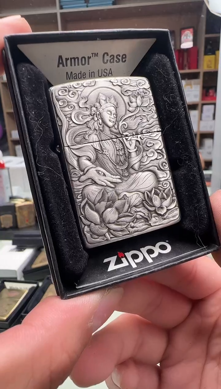 佛手拈花 Zippo 打火机 古银浮雕工艺 防风耐用款