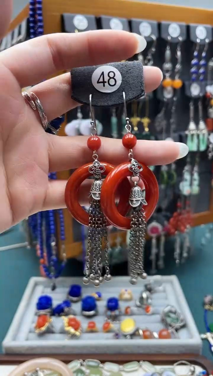 翡翠银S925镶嵌耳饰A*寻饰品