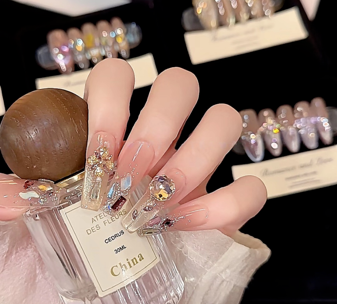 【幻彩紫玫瑰】 穿戴美甲纯手工猫眼美甲