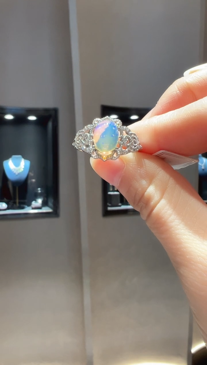 【闪购商品】欧泊戒指银S925镶嵌3】