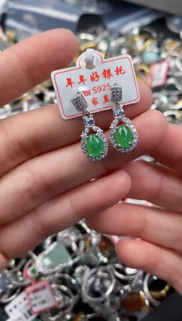 银S925镶嵌戒指翡翠888  10