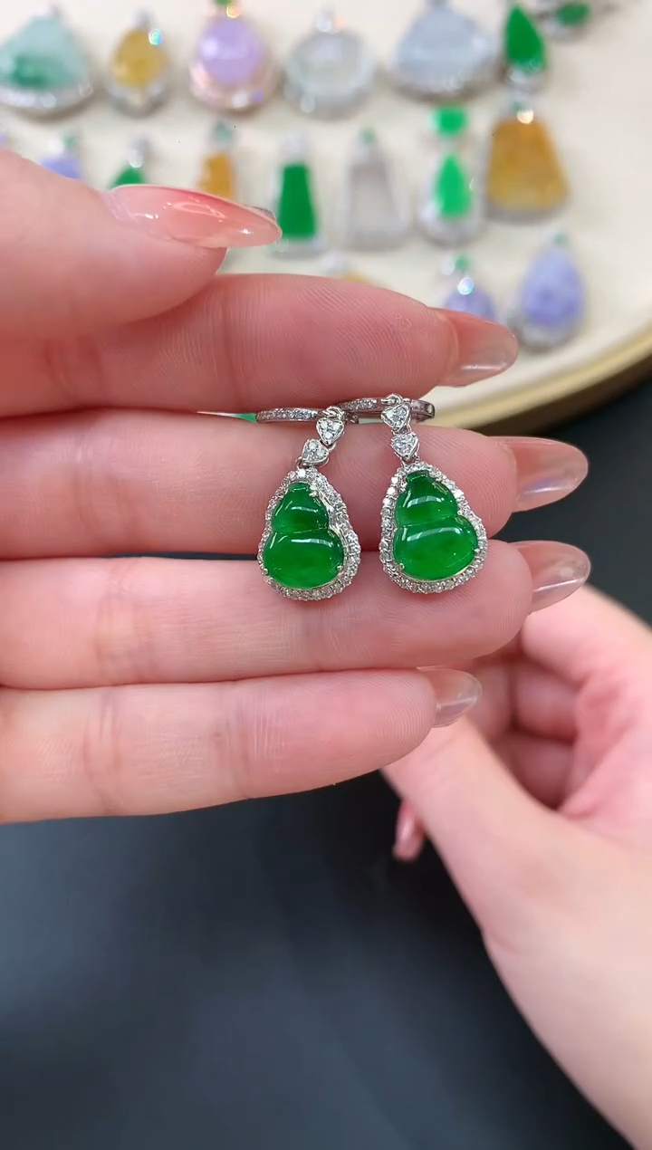 【闪购商品】翡翠耳饰18K金镶嵌A720|25000