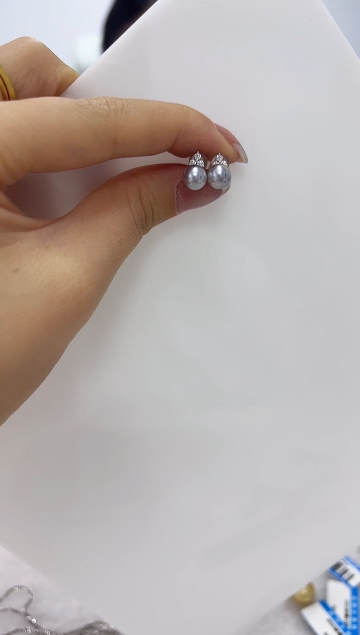 【闪购商品】海水珍珠DA银S925镶嵌耳钉 6 C1034